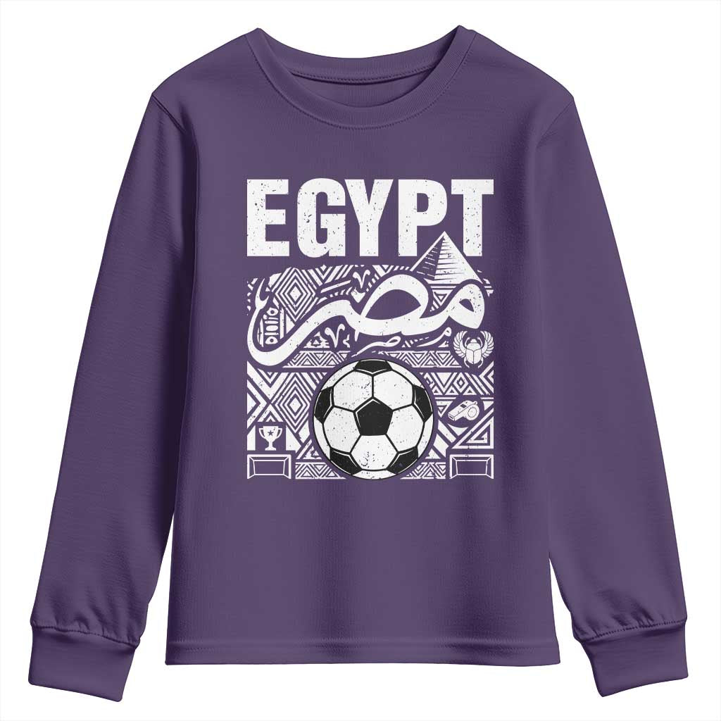 Egypt Soccer Misr Pride Arabic Calligraphy Youth Sweatshirt Egyptian Football Fans Ancient Pyramid Heritage Graphic