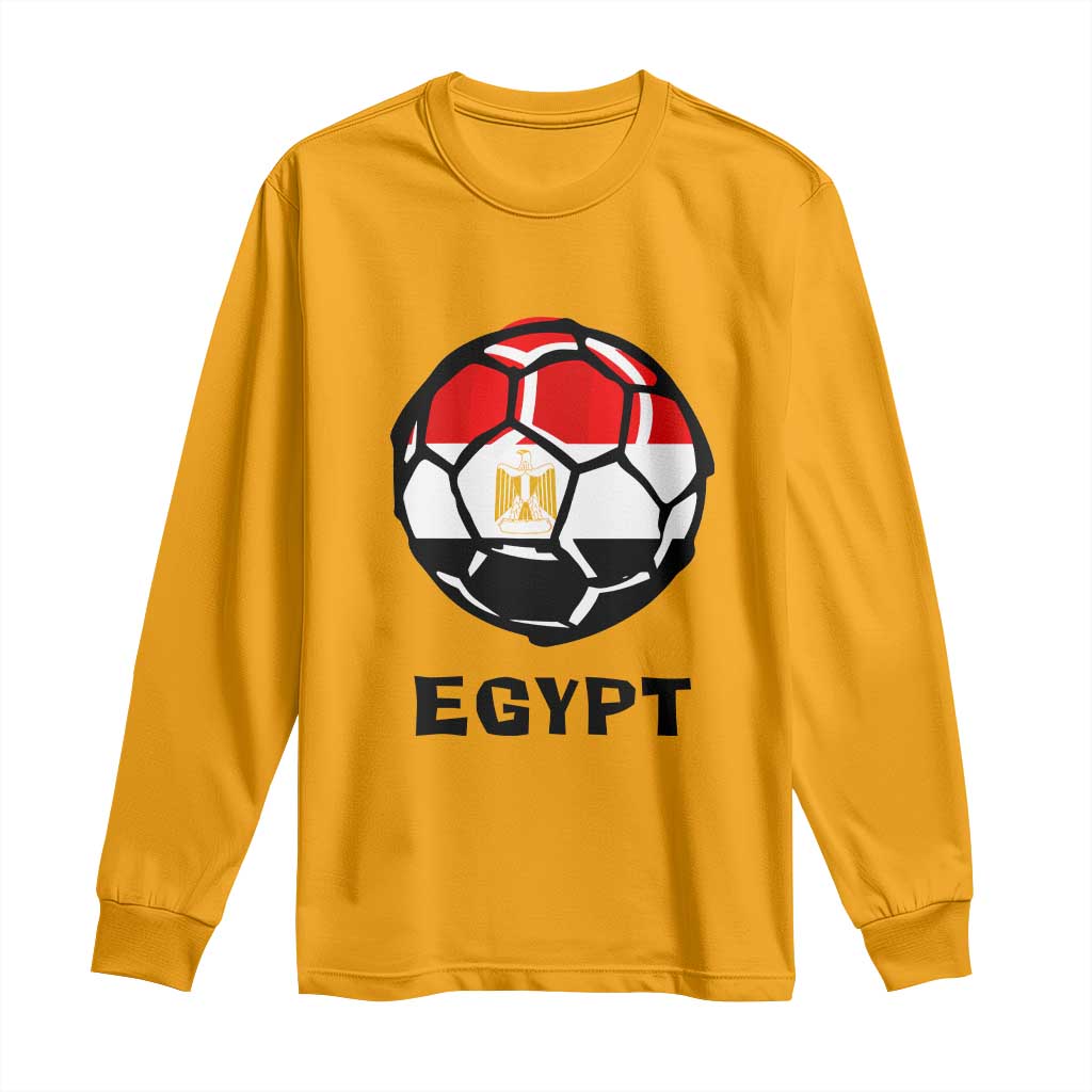 Egyptian Flag Soccer Ball Graphic Long Sleeve Shirt Egypt Pride Sports Football Fans Match Day
