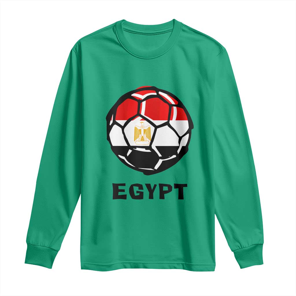 Egyptian Flag Soccer Ball Graphic Long Sleeve Shirt Egypt Pride Sports Football Fans Match Day