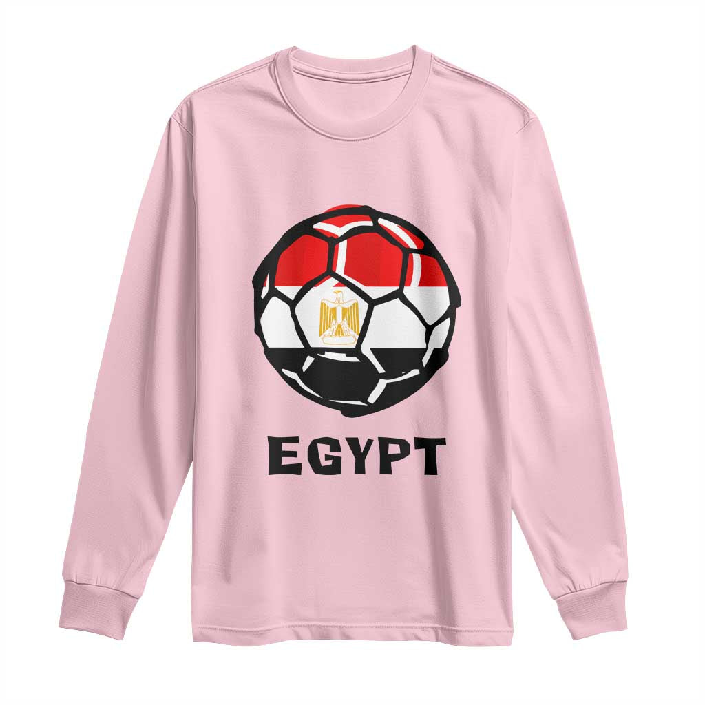 Egyptian Flag Soccer Ball Graphic Long Sleeve Shirt Egypt Pride Sports Football Fans Match Day