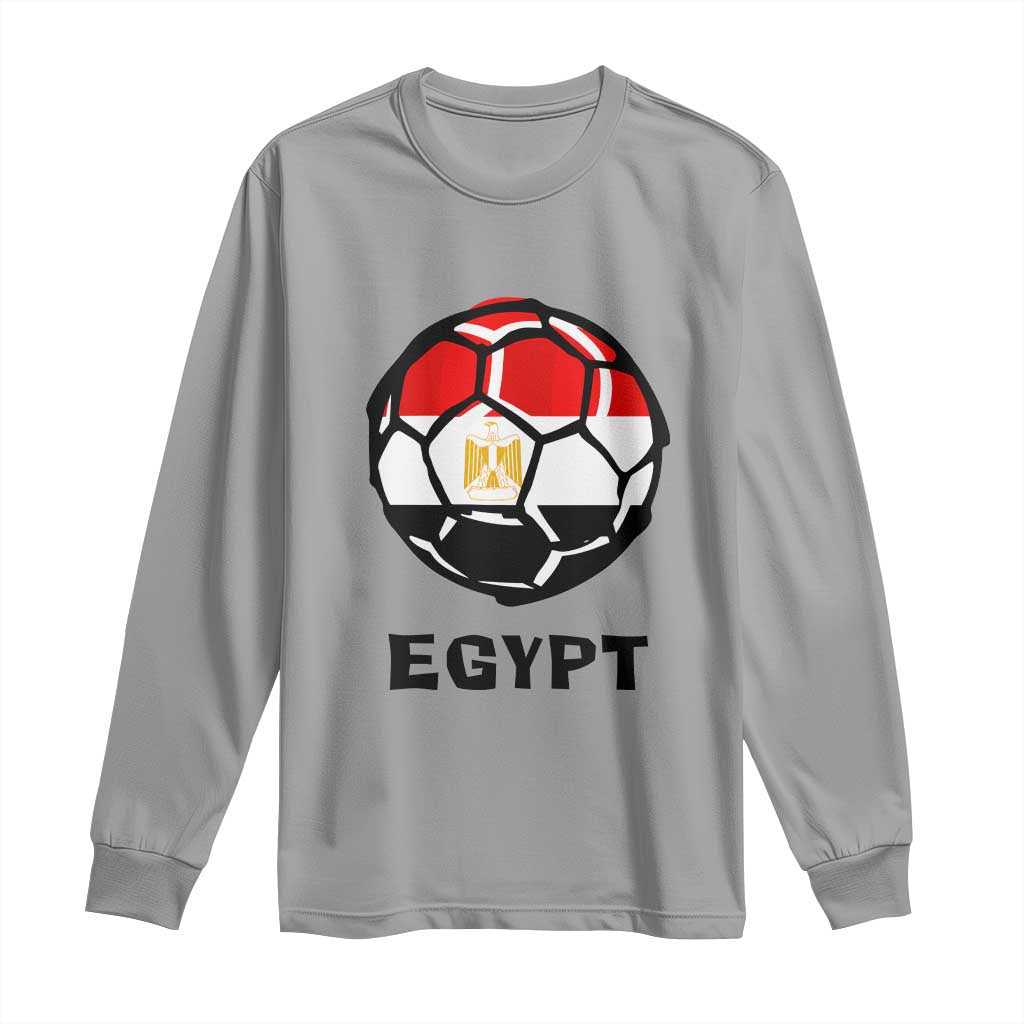 Egyptian Flag Soccer Ball Graphic Long Sleeve Shirt Egypt Pride Sports Football Fans Match Day