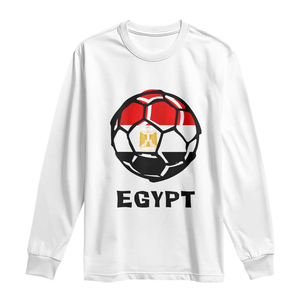 Egyptian Flag Soccer Ball Graphic Long Sleeve Shirt Egypt Pride Sports Football Fans Match Day