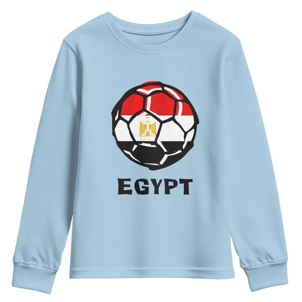Egyptian Flag Soccer Ball Graphic Youth Sweatshirt Egypt Pride Sports Football Fans Match Day