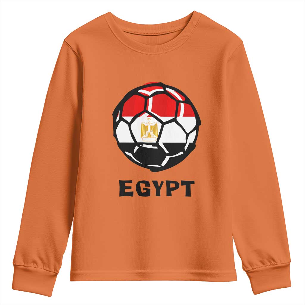 Egyptian Flag Soccer Ball Graphic Youth Sweatshirt Egypt Pride Sports Football Fans Match Day
