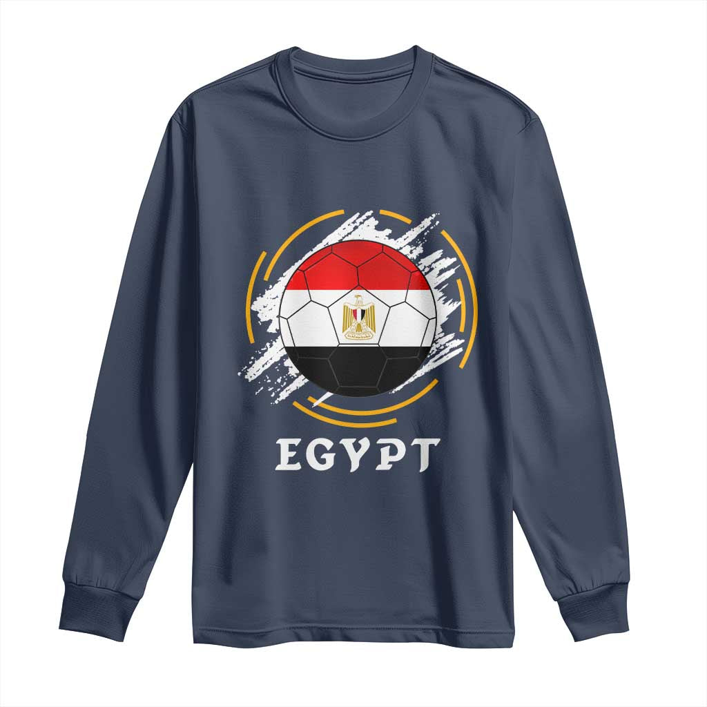 Egyptian Flag Soccer Ball Splatter Graphic Long Sleeve Shirt Egypt Pride Sports Football Fans Match Day