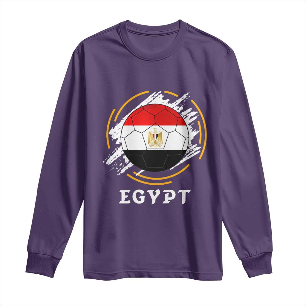 Egyptian Flag Soccer Ball Splatter Graphic Long Sleeve Shirt Egypt Pride Sports Football Fans Match Day