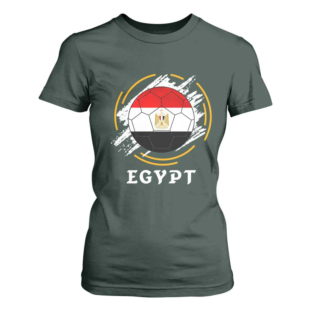 Egyptian Flag Soccer Ball Splatter Graphic T Shirt For Women Egypt Pride Sports Football Fans Match Day