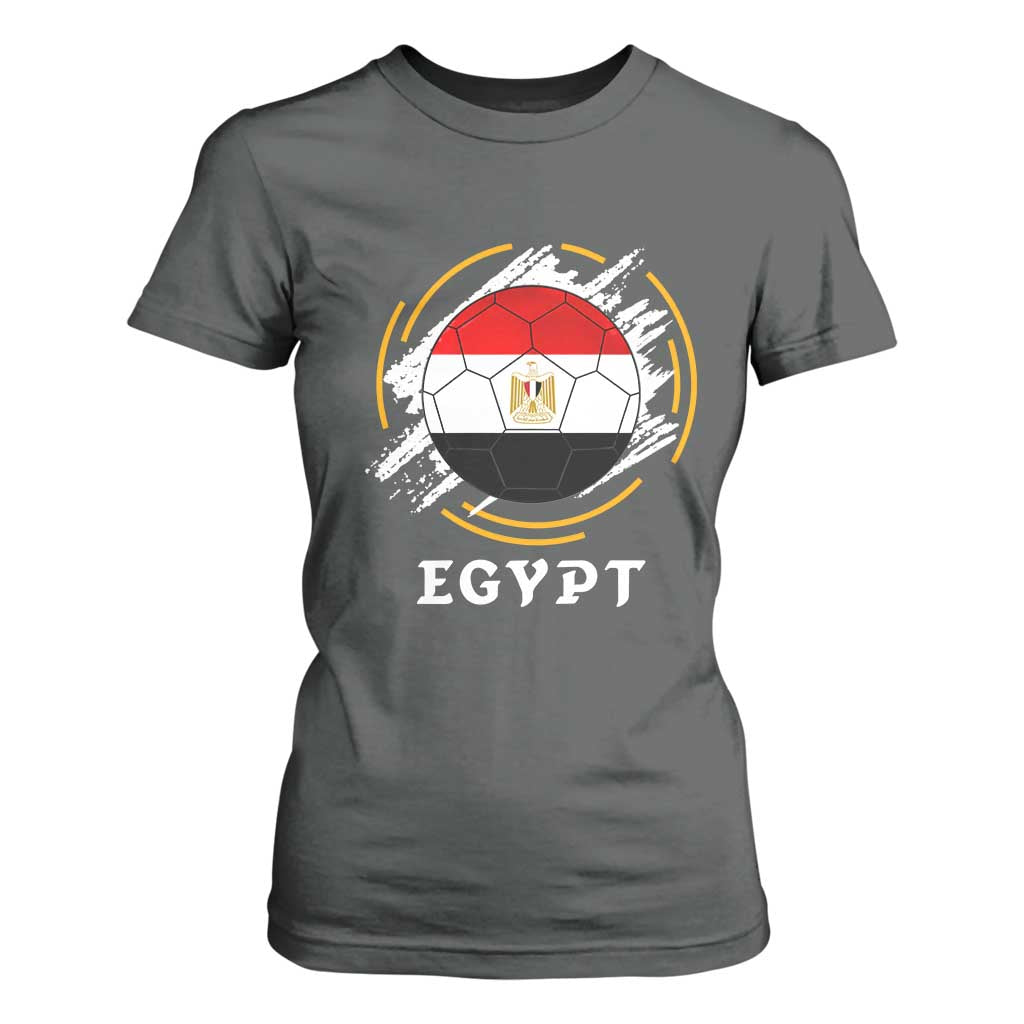 Egyptian Flag Soccer Ball Splatter Graphic T Shirt For Women Egypt Pride Sports Football Fans Match Day