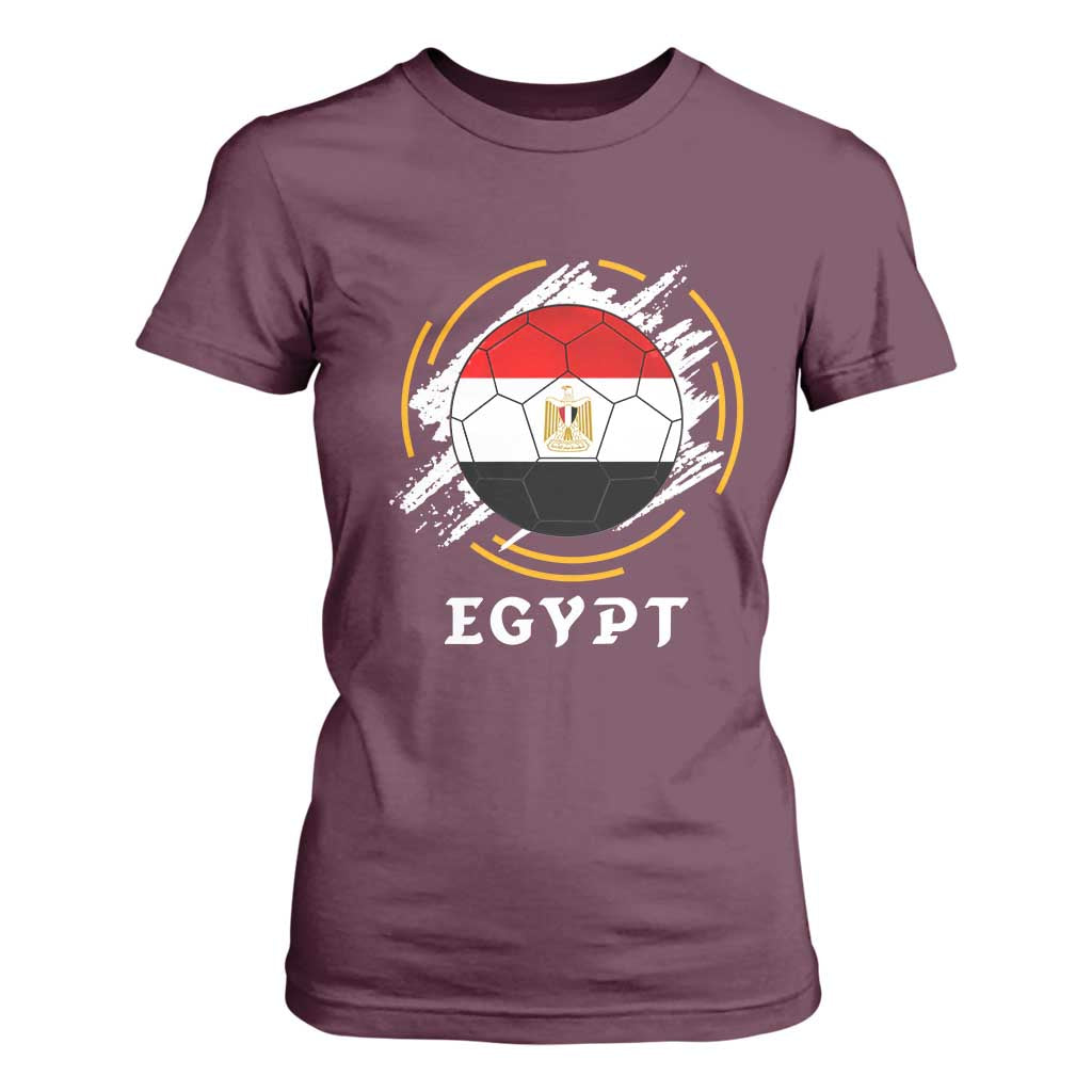 Egyptian Flag Soccer Ball Splatter Graphic T Shirt For Women Egypt Pride Sports Football Fans Match Day