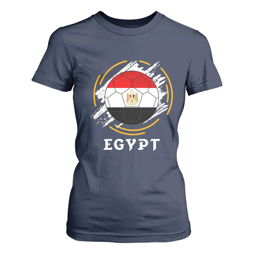 Egyptian Flag Soccer Ball Splatter Graphic T Shirt For Women Egypt Pride Sports Football Fans Match Day