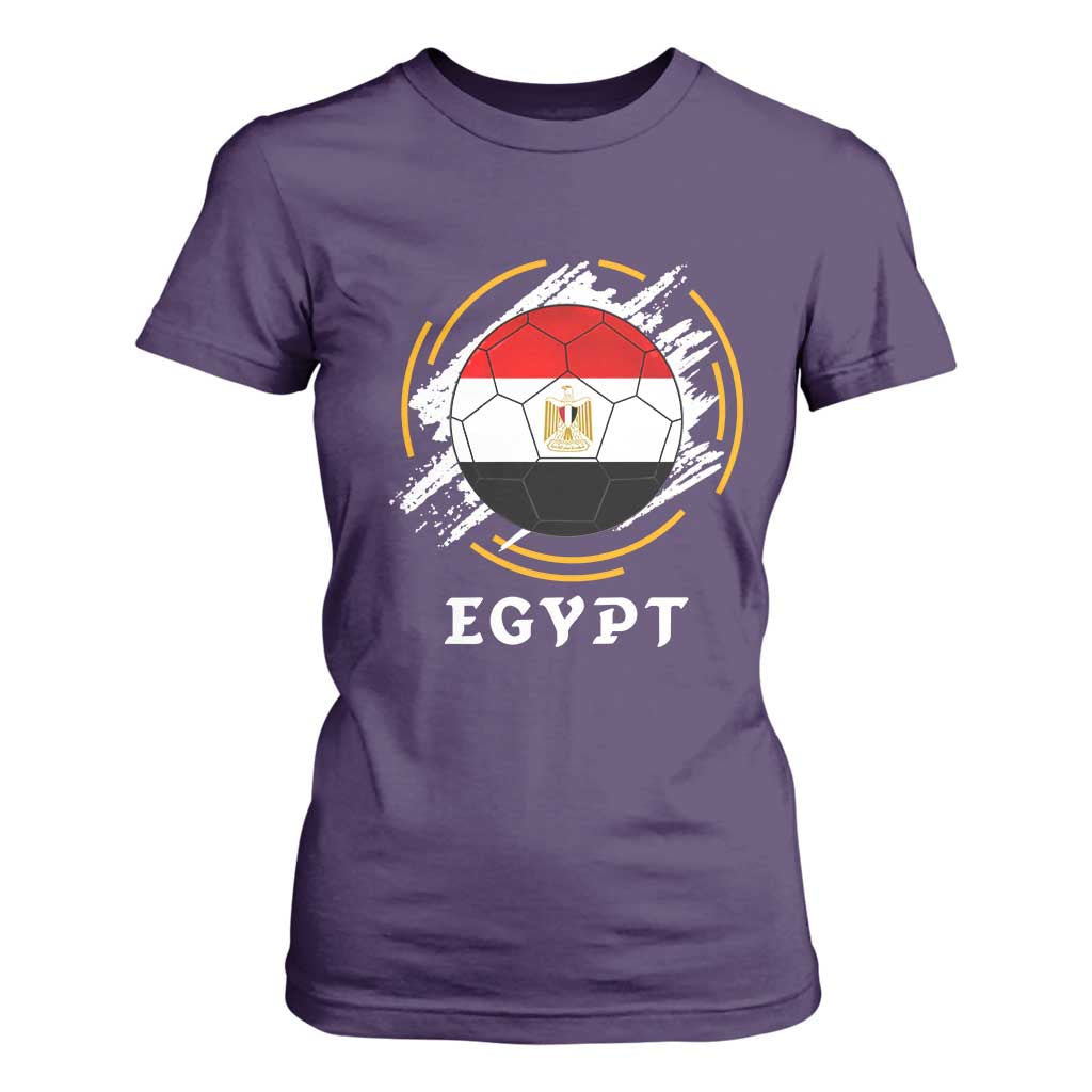 Egyptian Flag Soccer Ball Splatter Graphic T Shirt For Women Egypt Pride Sports Football Fans Match Day