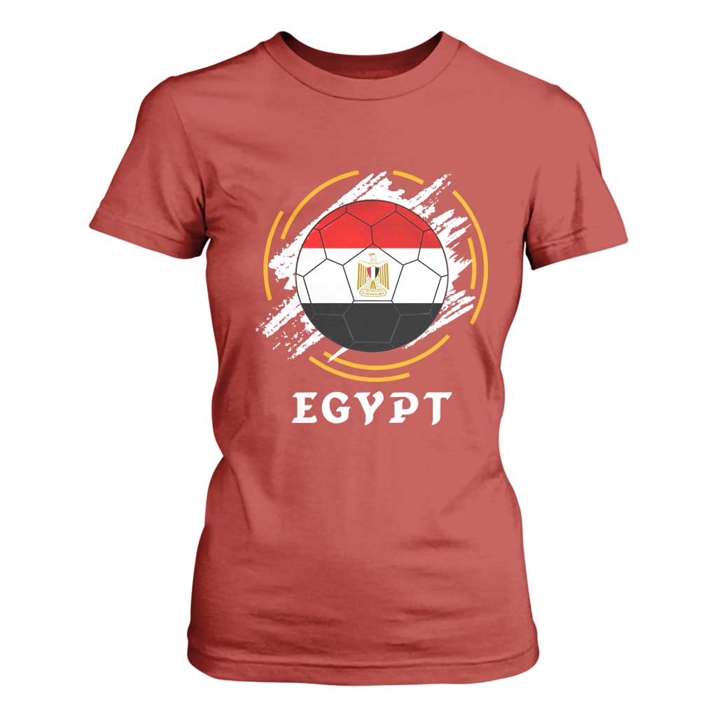 Egyptian Flag Soccer Ball Splatter Graphic T Shirt For Women Egypt Pride Sports Football Fans Match Day