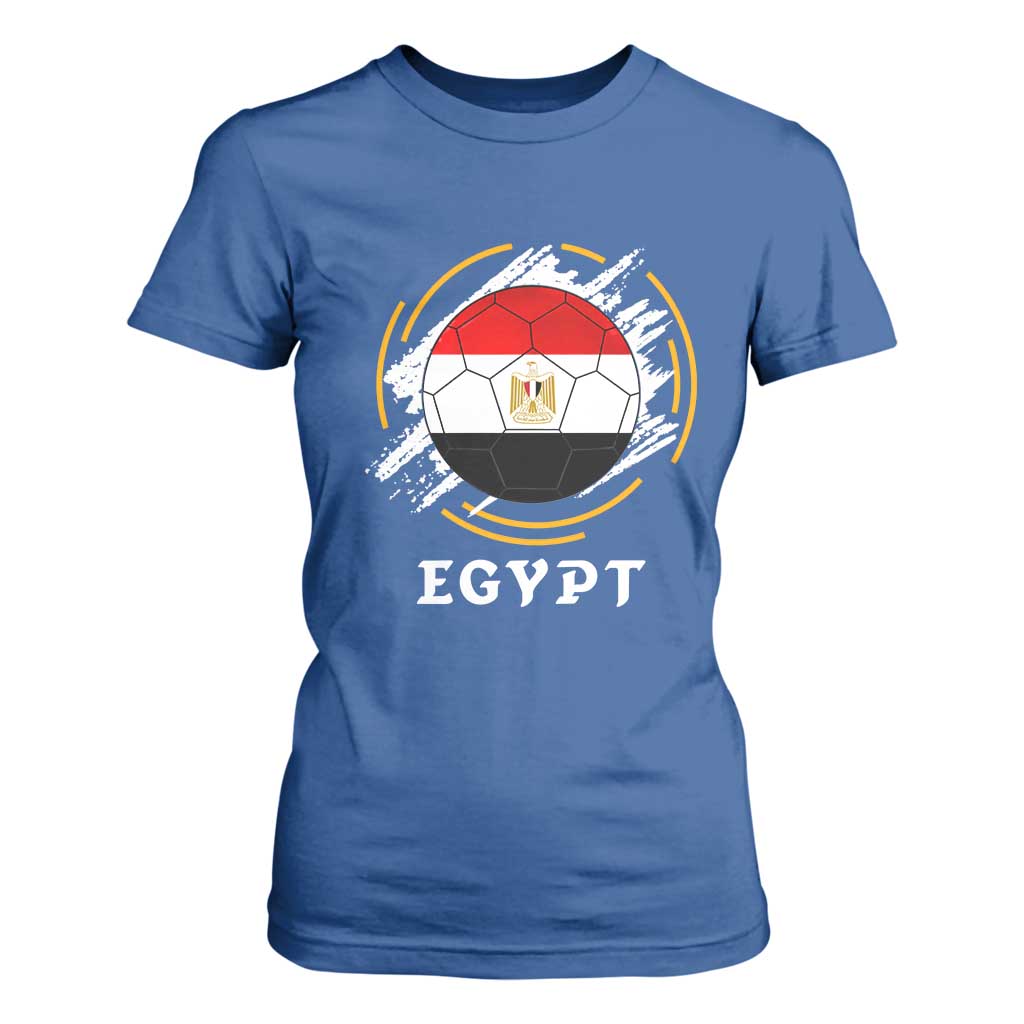 Egyptian Flag Soccer Ball Splatter Graphic T Shirt For Women Egypt Pride Sports Football Fans Match Day