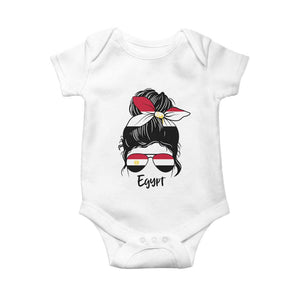 Egyptian Flag Messy Bun Girl Baby Onesie Patriotic Egypt Women