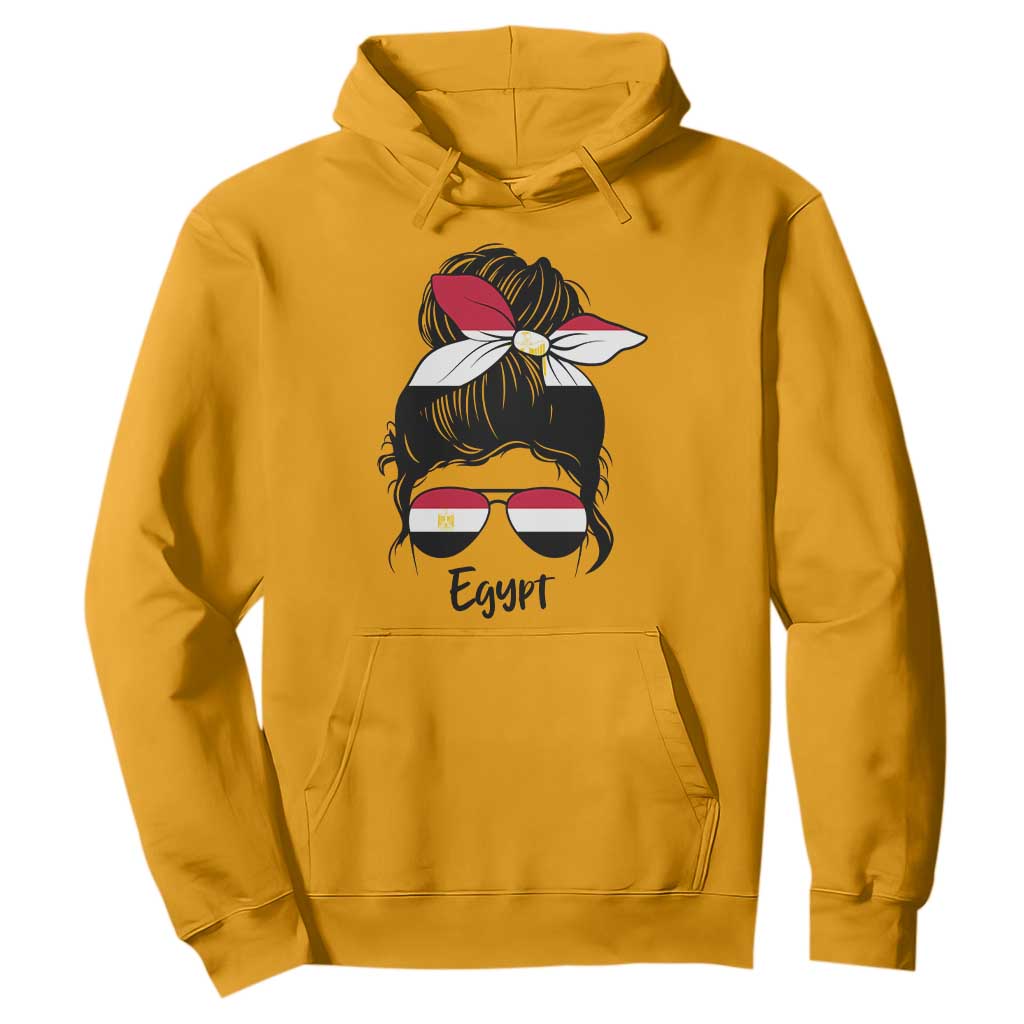 Egyptian Flag Messy Bun Girl Hoodie Patriotic Egypt Women