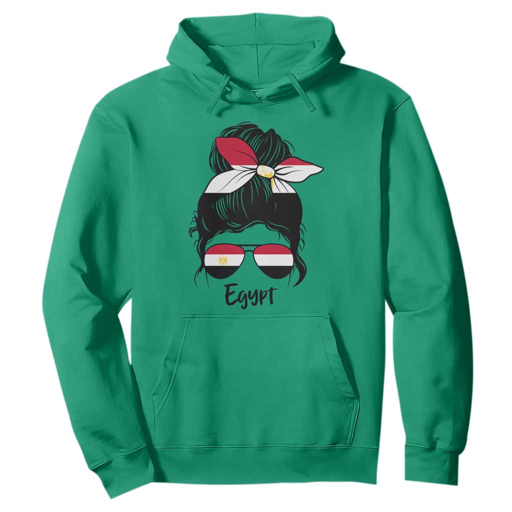 Egyptian Flag Messy Bun Girl Hoodie Patriotic Egypt Women