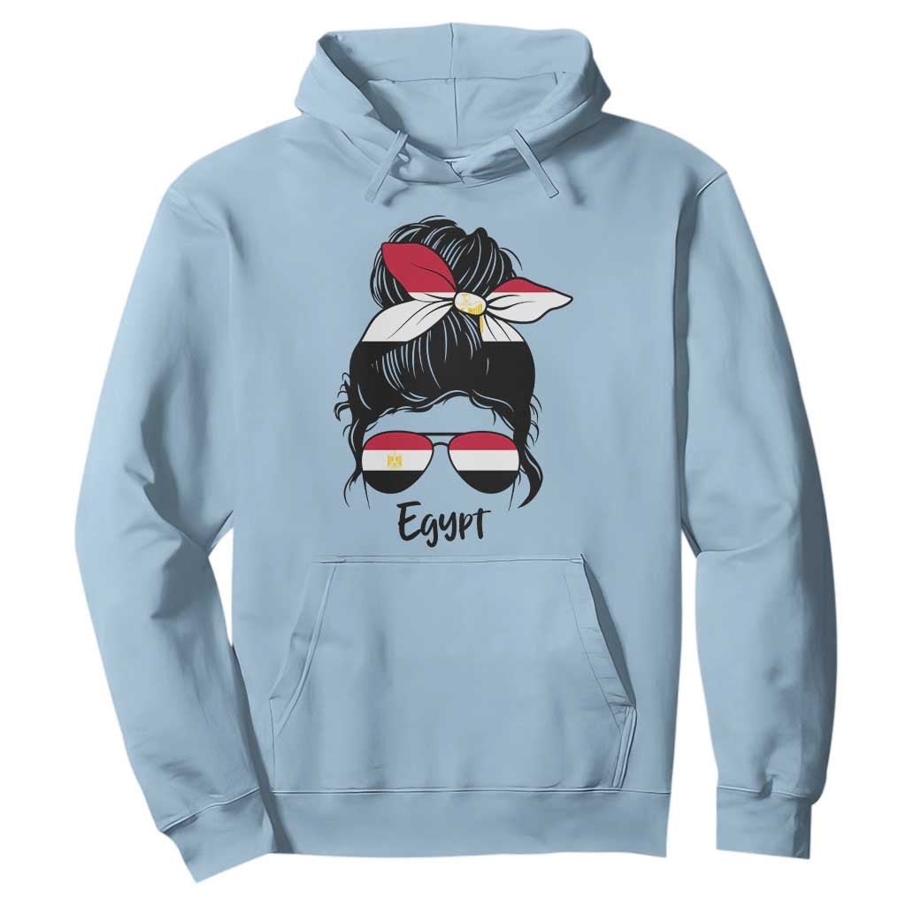 Egyptian Flag Messy Bun Girl Hoodie Patriotic Egypt Women