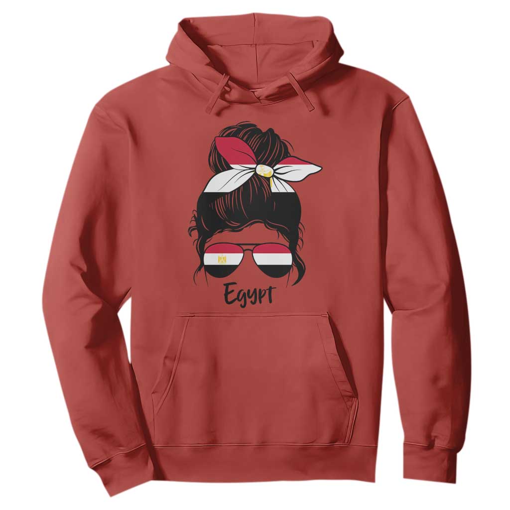 Egyptian Flag Messy Bun Girl Hoodie Patriotic Egypt Women