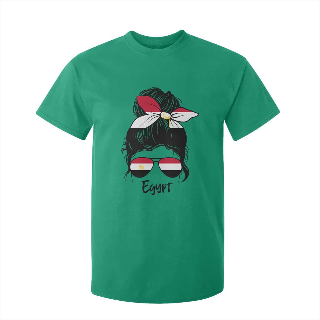 Egyptian Flag Messy Bun Girl T Shirt For Kid Patriotic Egypt Women
