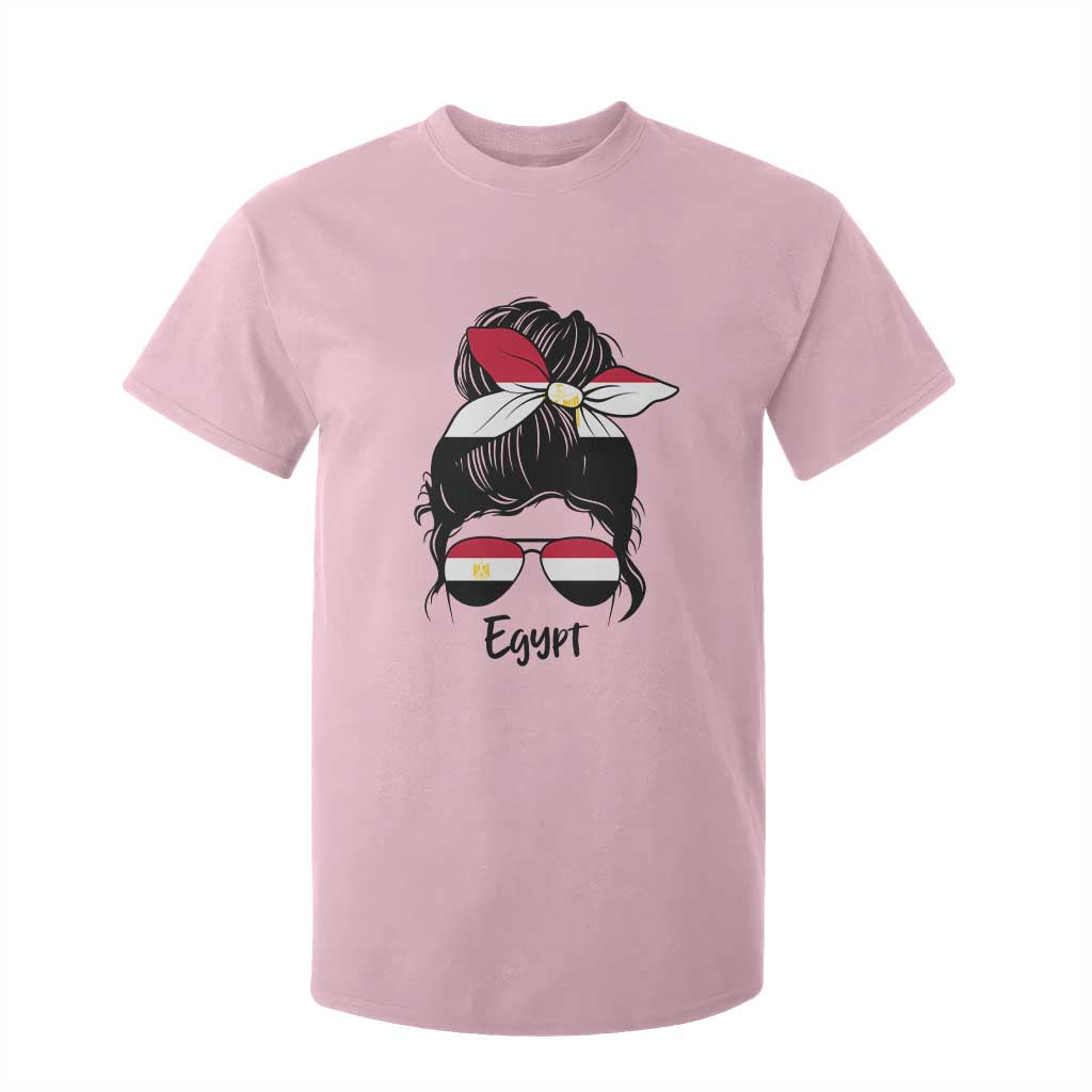 Egyptian Flag Messy Bun Girl T Shirt For Kid Patriotic Egypt Women
