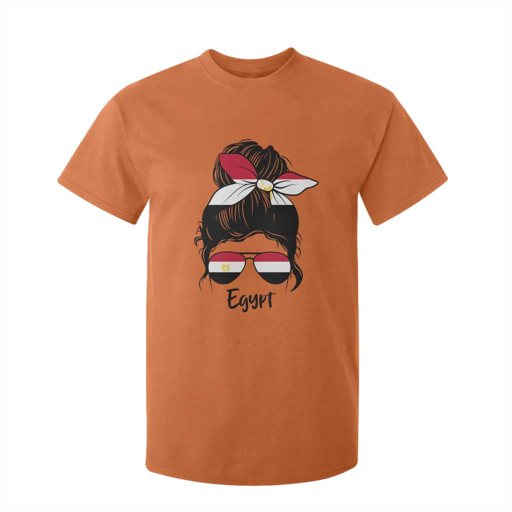 Egyptian Flag Messy Bun Girl T Shirt For Kid Patriotic Egypt Women