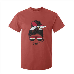 Egyptian Flag Messy Bun Girl T Shirt For Kid Patriotic Egypt Women