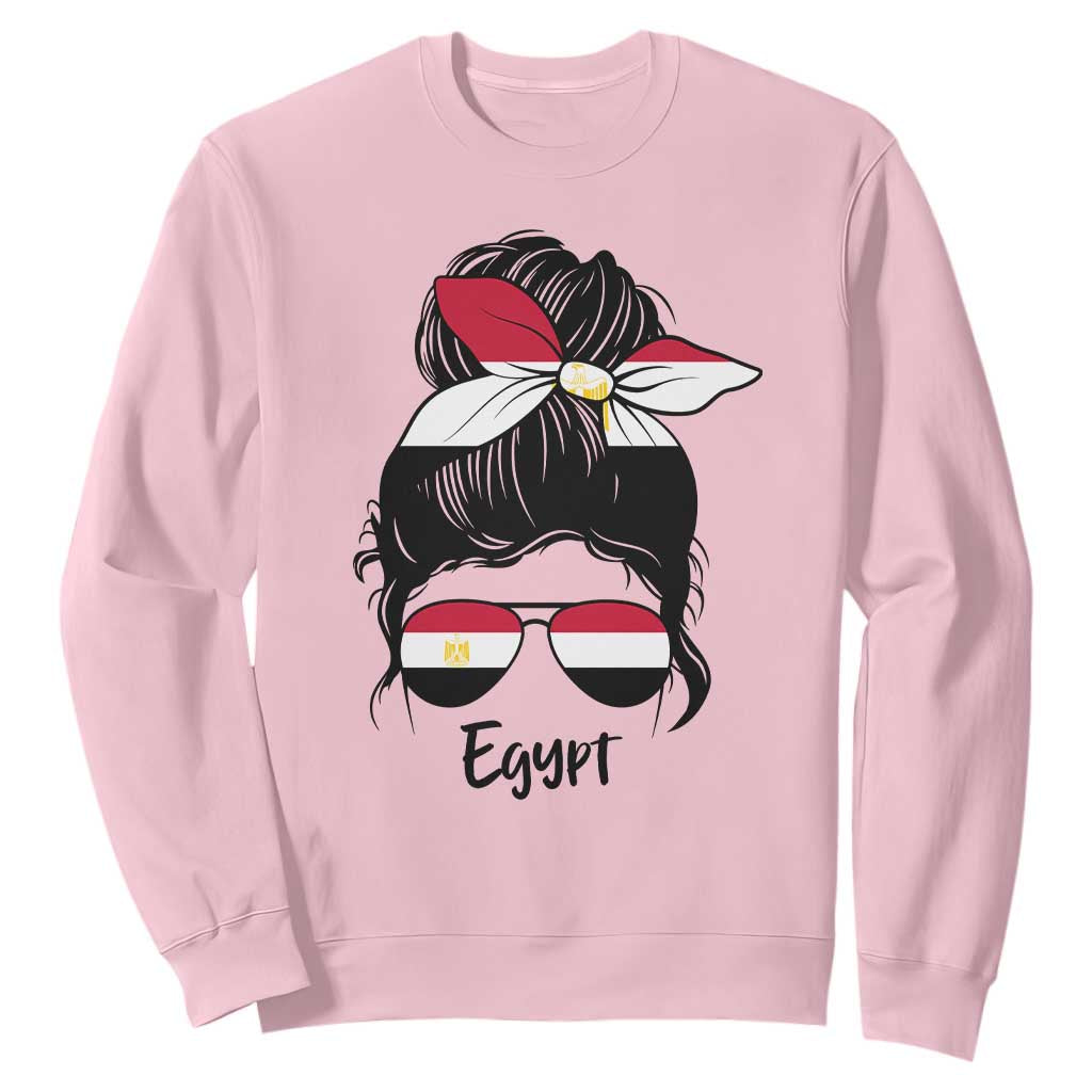 Egyptian Flag Messy Bun Girl Sweatshirt Patriotic Egypt Women