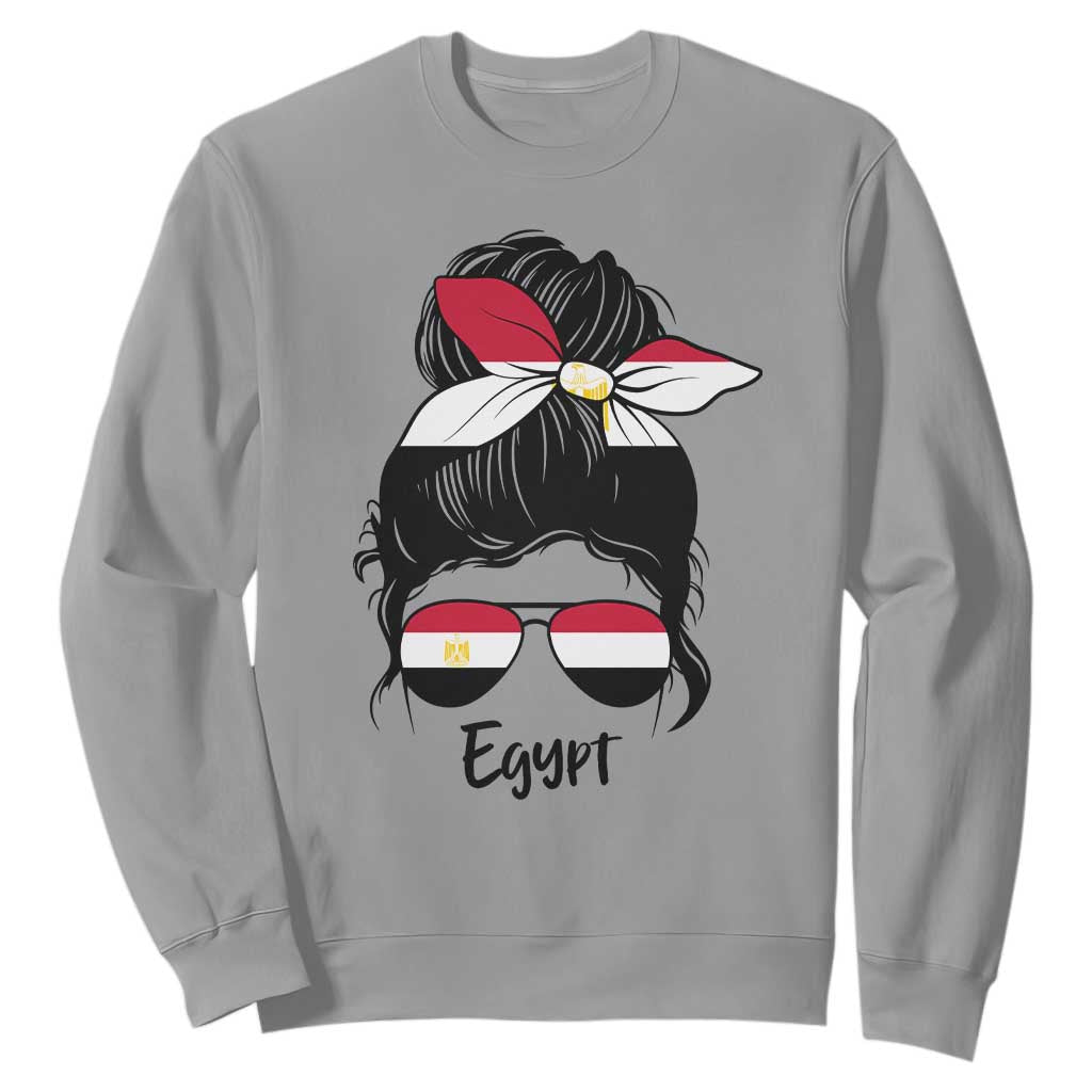 Egyptian Flag Messy Bun Girl Sweatshirt Patriotic Egypt Women