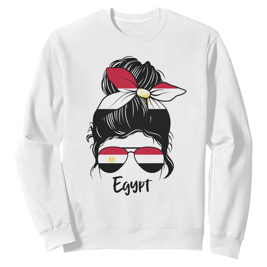 Egyptian Flag Messy Bun Girl Sweatshirt Patriotic Egypt Women