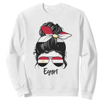 Egyptian Flag Messy Bun Girl Sweatshirt Patriotic Egypt Women