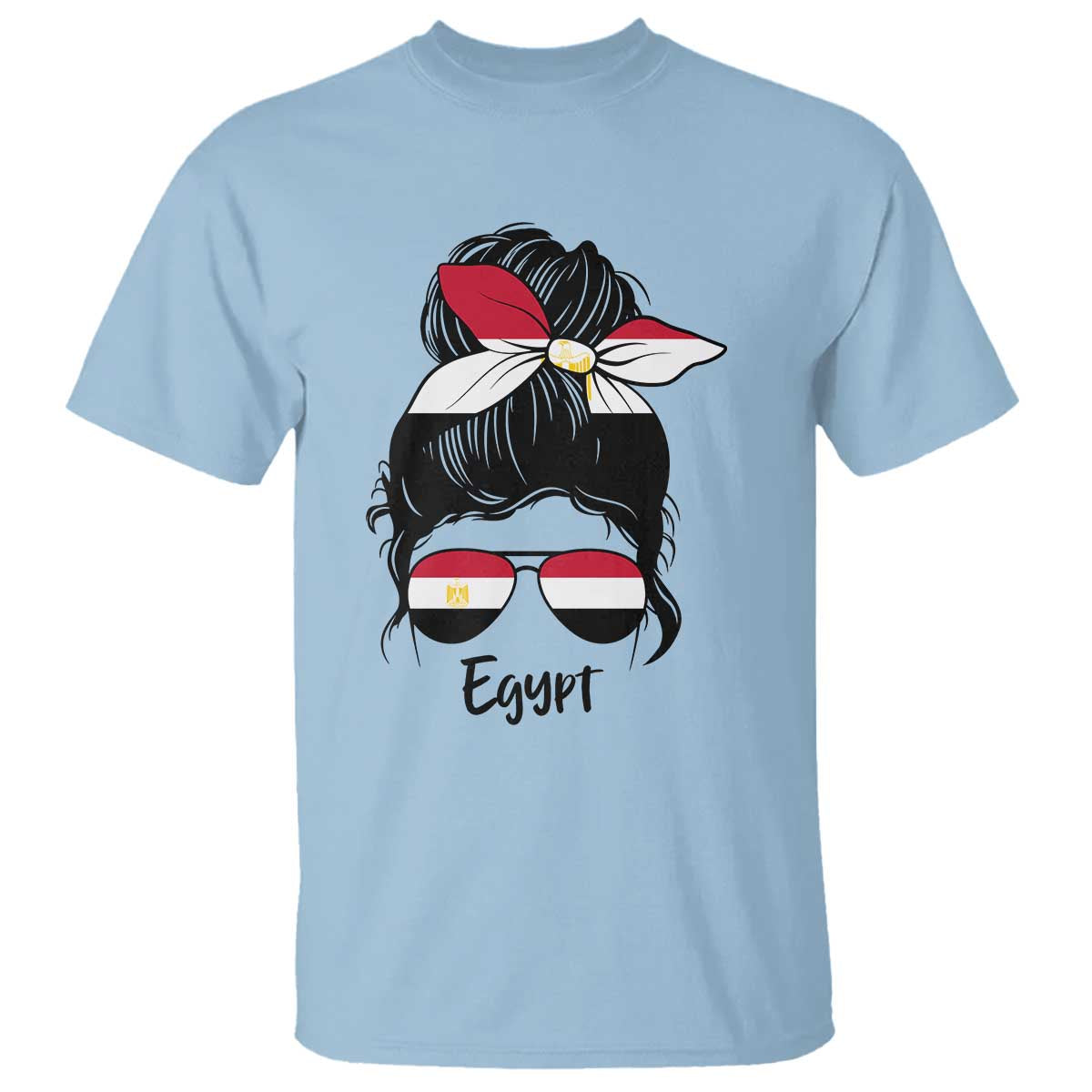 Egyptian Flag Messy Bun Girl T Shirt Patriotic Egypt Women