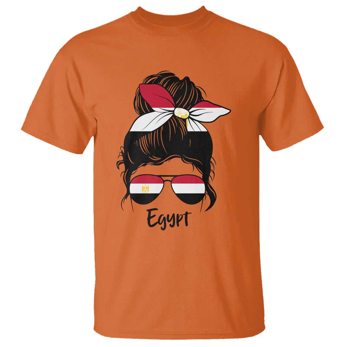 Egyptian Flag Messy Bun Girl T Shirt Patriotic Egypt Women