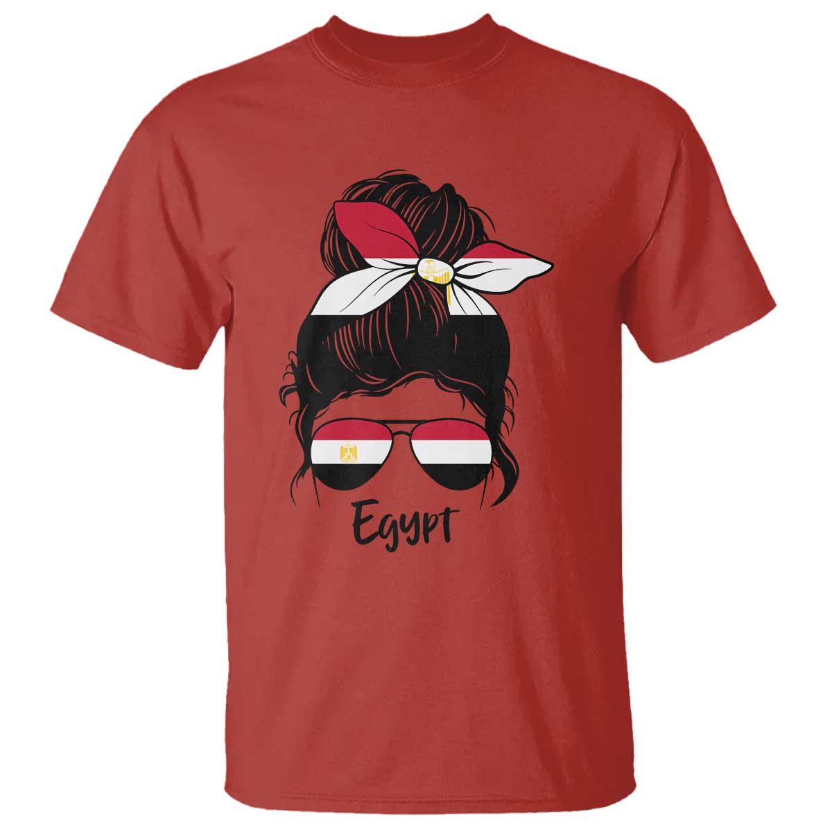 Egyptian Flag Messy Bun Girl T Shirt Patriotic Egypt Women
