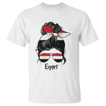 Egyptian Flag Messy Bun Girl T Shirt Patriotic Egypt Women