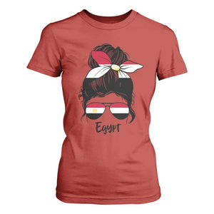 Egyptian Flag Messy Bun Girl T Shirt For Women Patriotic Egypt Women