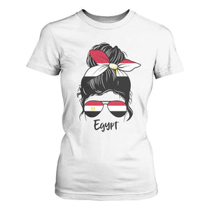 Egyptian Flag Messy Bun Girl T Shirt For Women Patriotic Egypt Women
