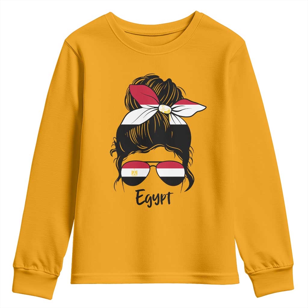 Egyptian Flag Messy Bun Girl Youth Sweatshirt Patriotic Egypt Women