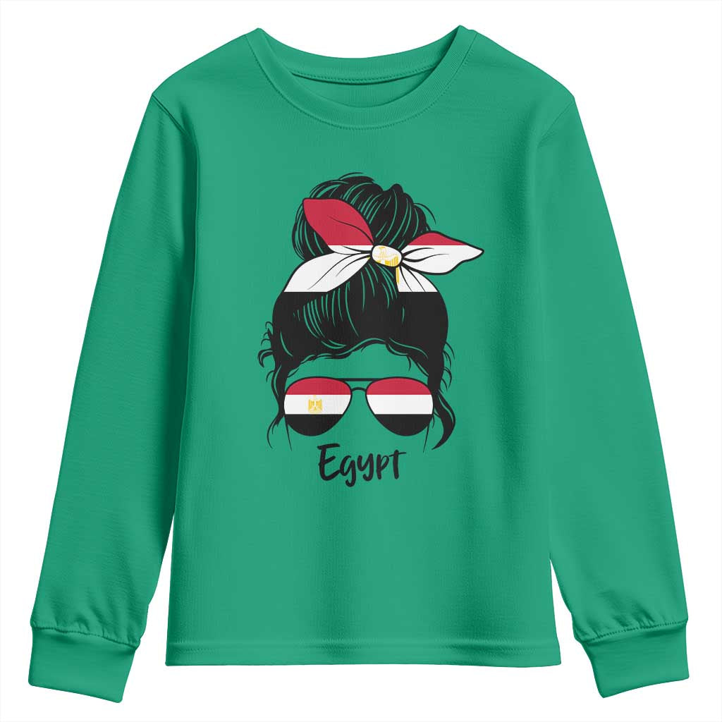 Egyptian Flag Messy Bun Girl Youth Sweatshirt Patriotic Egypt Women