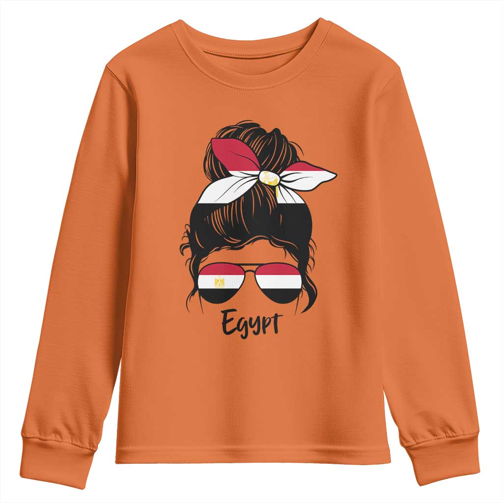 Egyptian Flag Messy Bun Girl Youth Sweatshirt Patriotic Egypt Women