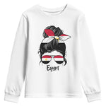 Egyptian Flag Messy Bun Girl Youth Sweatshirt Patriotic Egypt Women
