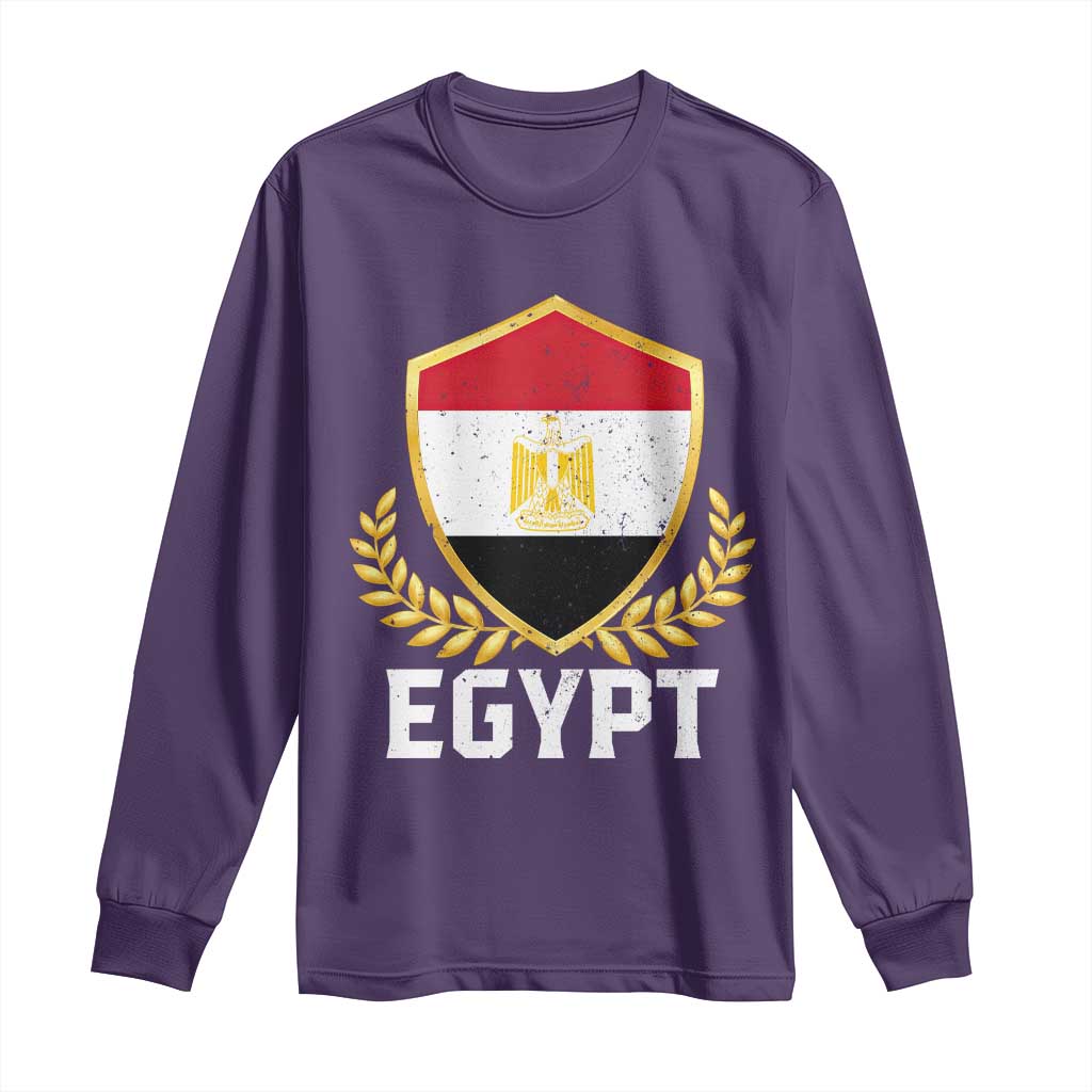 Egypt Coat of Arms Gold Shield Crest Long Sleeve Shirt Patriotic Egyptian Flag Heritage Pride