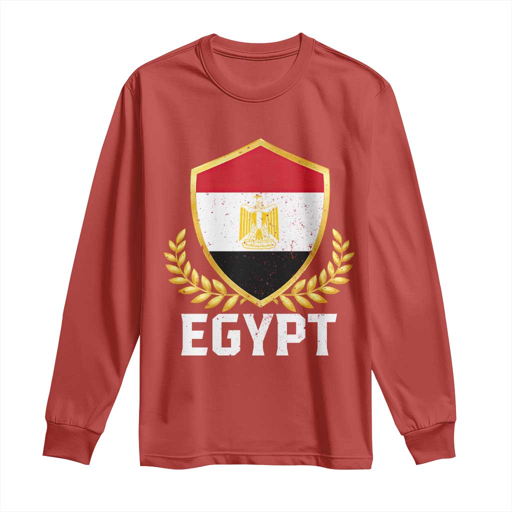 Egypt Coat of Arms Gold Shield Crest Long Sleeve Shirt Patriotic Egyptian Flag Heritage Pride