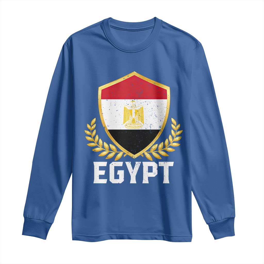 Egypt Coat of Arms Gold Shield Crest Long Sleeve Shirt Patriotic Egyptian Flag Heritage Pride