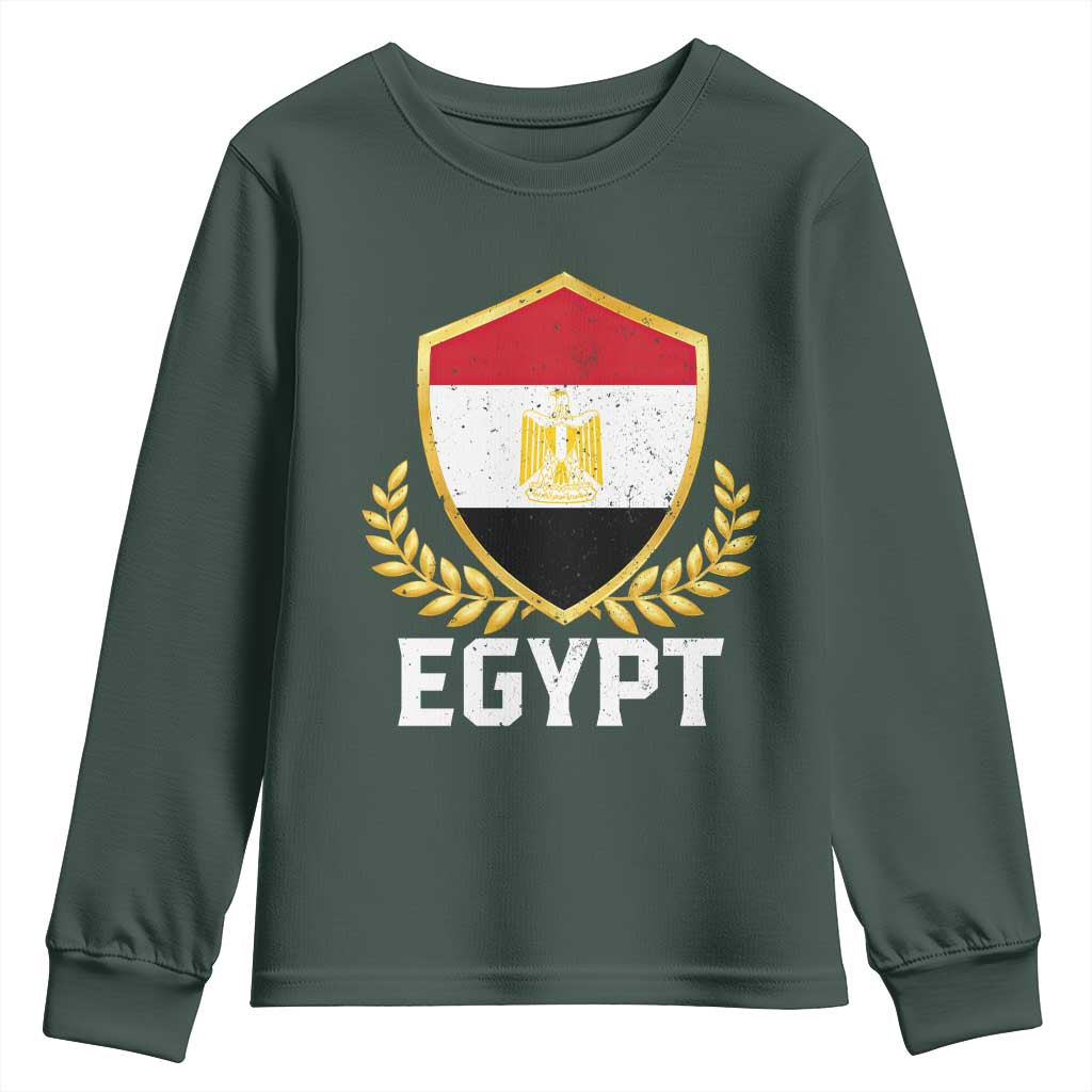 Egypt Coat of Arms Gold Shield Crest Youth Sweatshirt Patriotic Egyptian Flag Heritage Pride