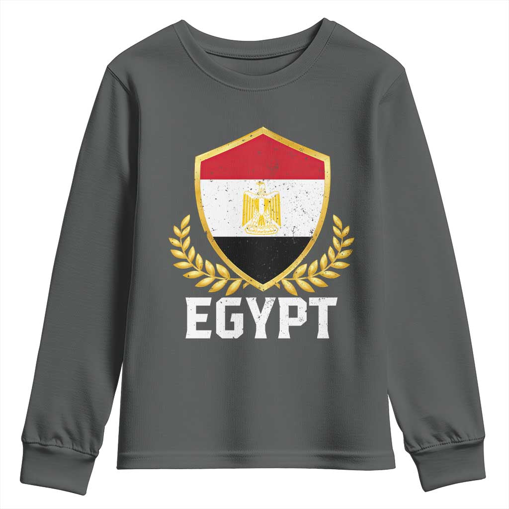 Egypt Coat of Arms Gold Shield Crest Youth Sweatshirt Patriotic Egyptian Flag Heritage Pride