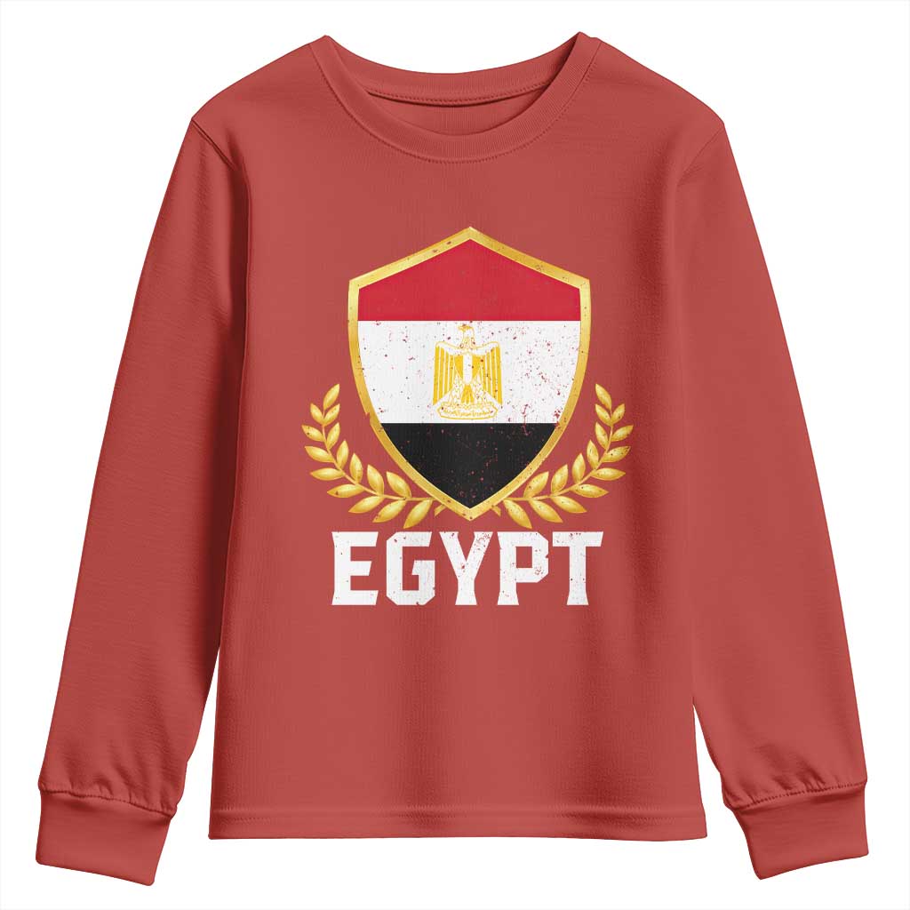 Egypt Coat of Arms Gold Shield Crest Youth Sweatshirt Patriotic Egyptian Flag Heritage Pride