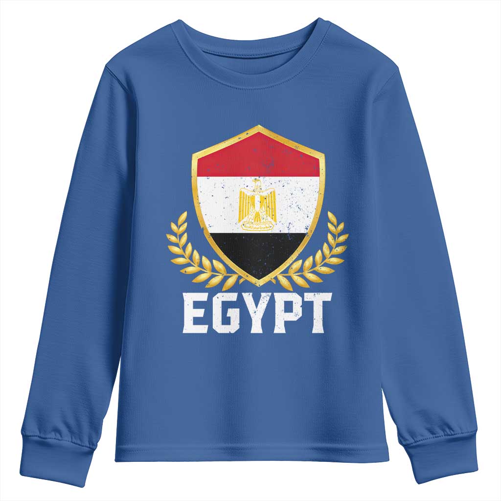 Egypt Coat of Arms Gold Shield Crest Youth Sweatshirt Patriotic Egyptian Flag Heritage Pride