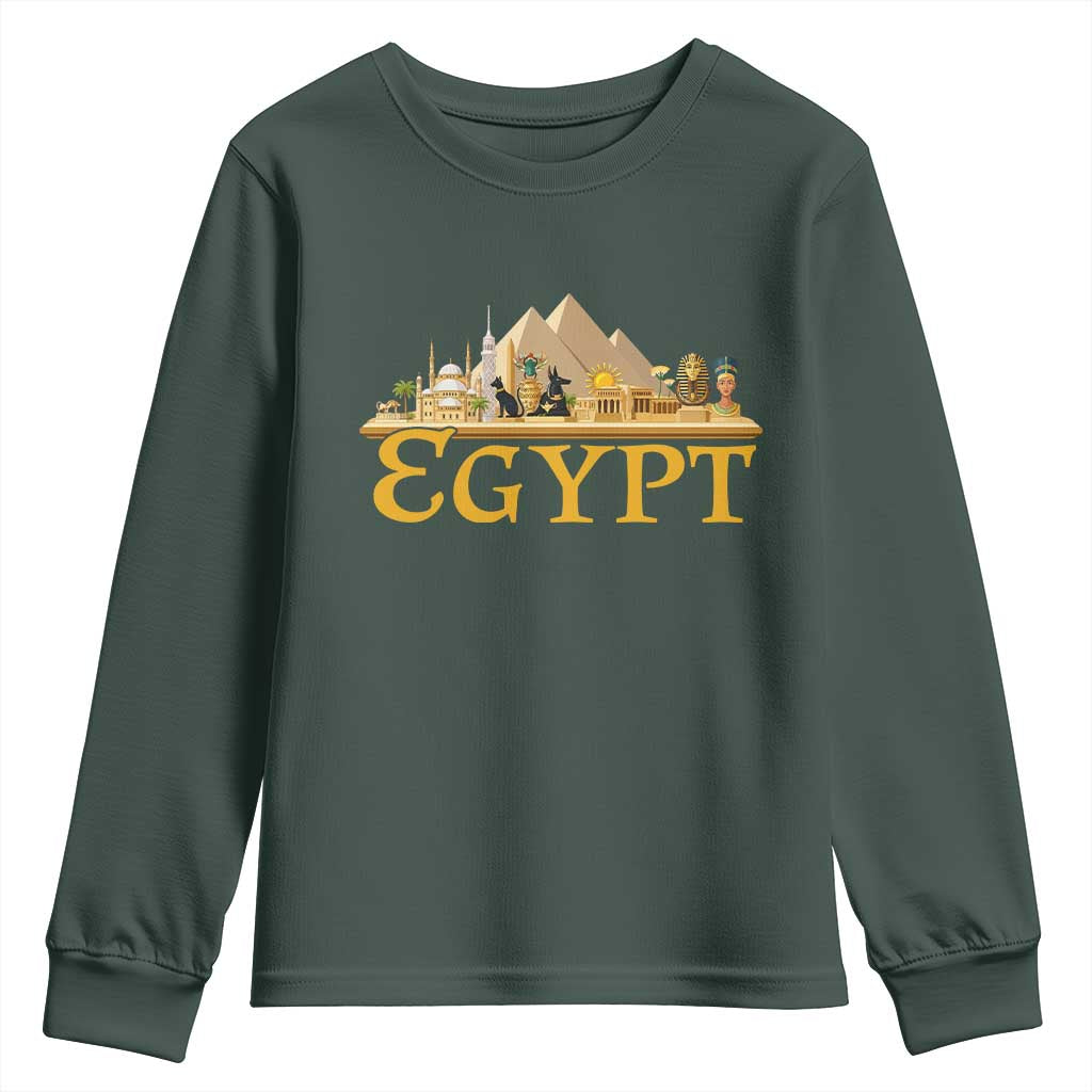 Ancient Egypt Pyramids Sphinx Graphic Youth Sweatshirt Vintage Egypt Anubis History Buff Travel Souvenir