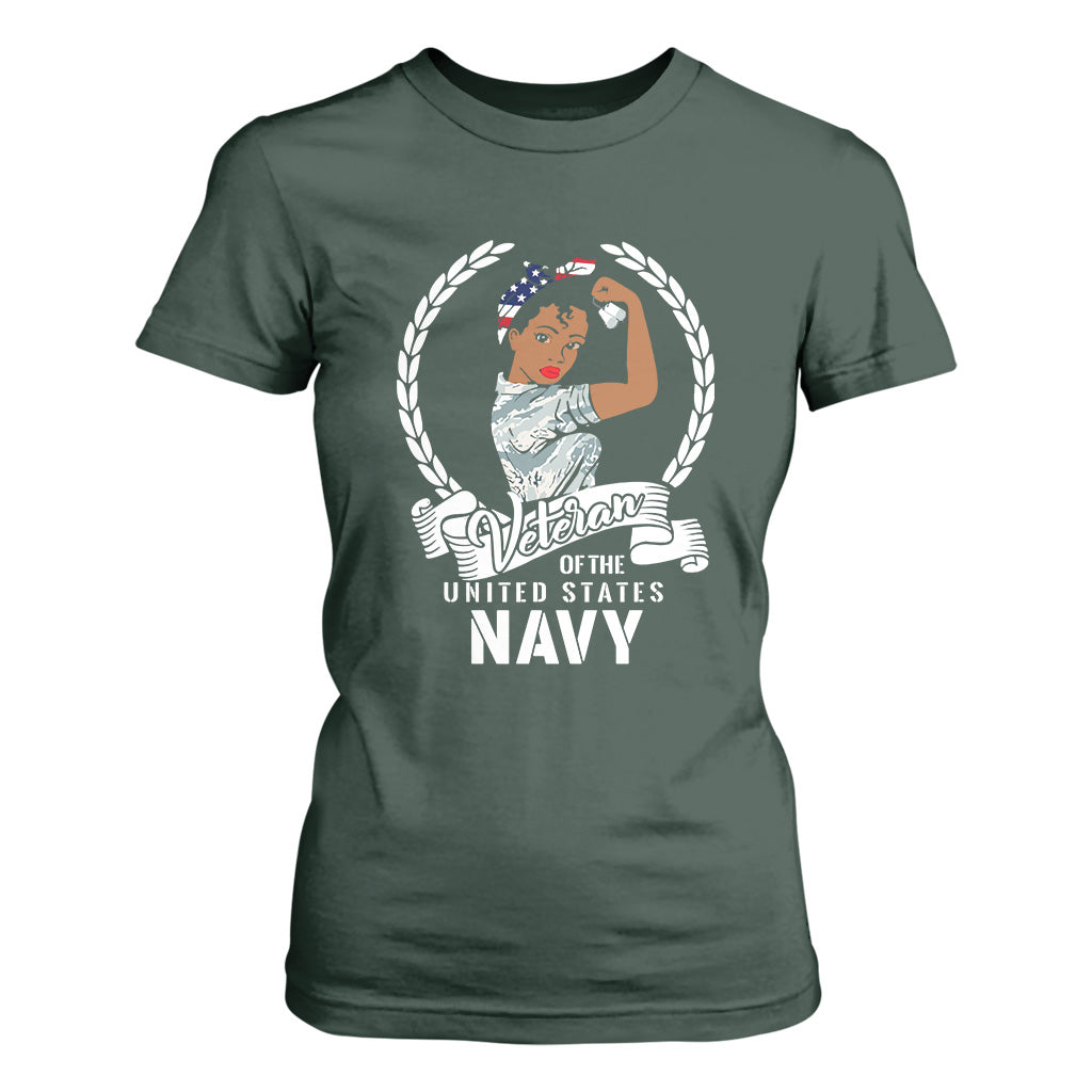 Black US Women Veteran T Shirt For Women - Proud Female Military Navy Girl