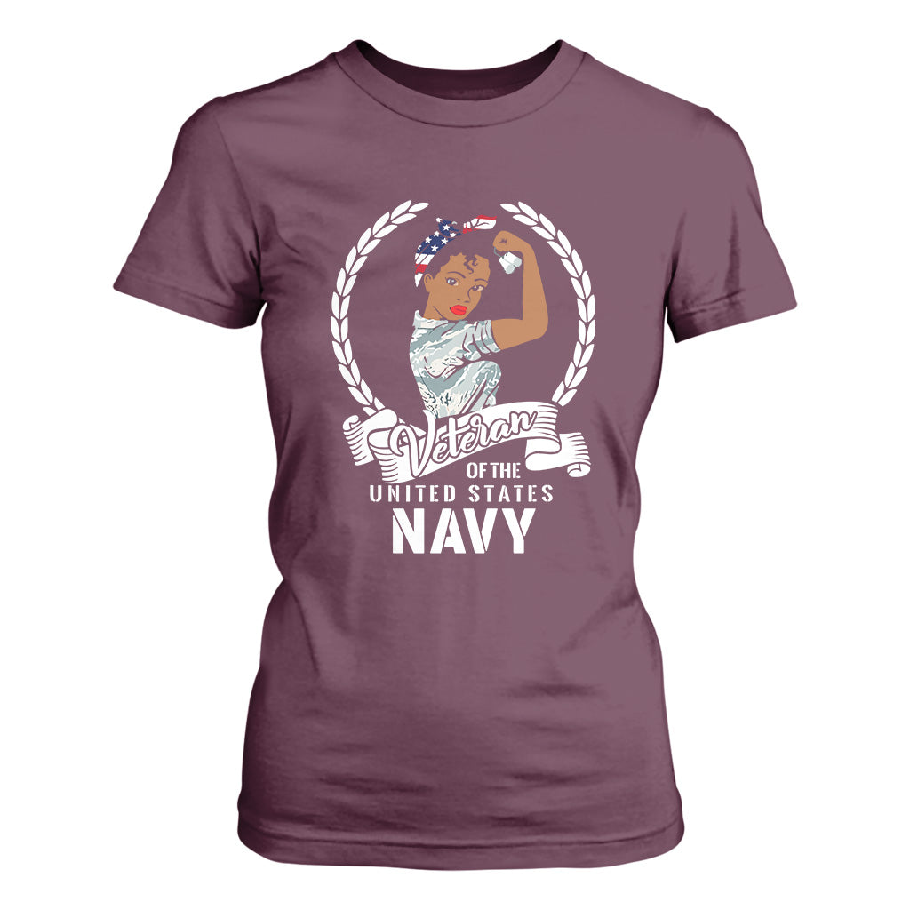 Black US Women Veteran T Shirt For Women - Proud Female Military Navy Girl